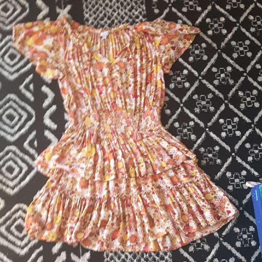 Patrons of Peace Floral Dress - Orange and Yellow